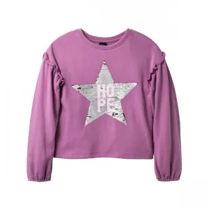 Art Class Girls Raw Edge Ruffle French Terry Sweatshirt XL (14/16) Sequins
