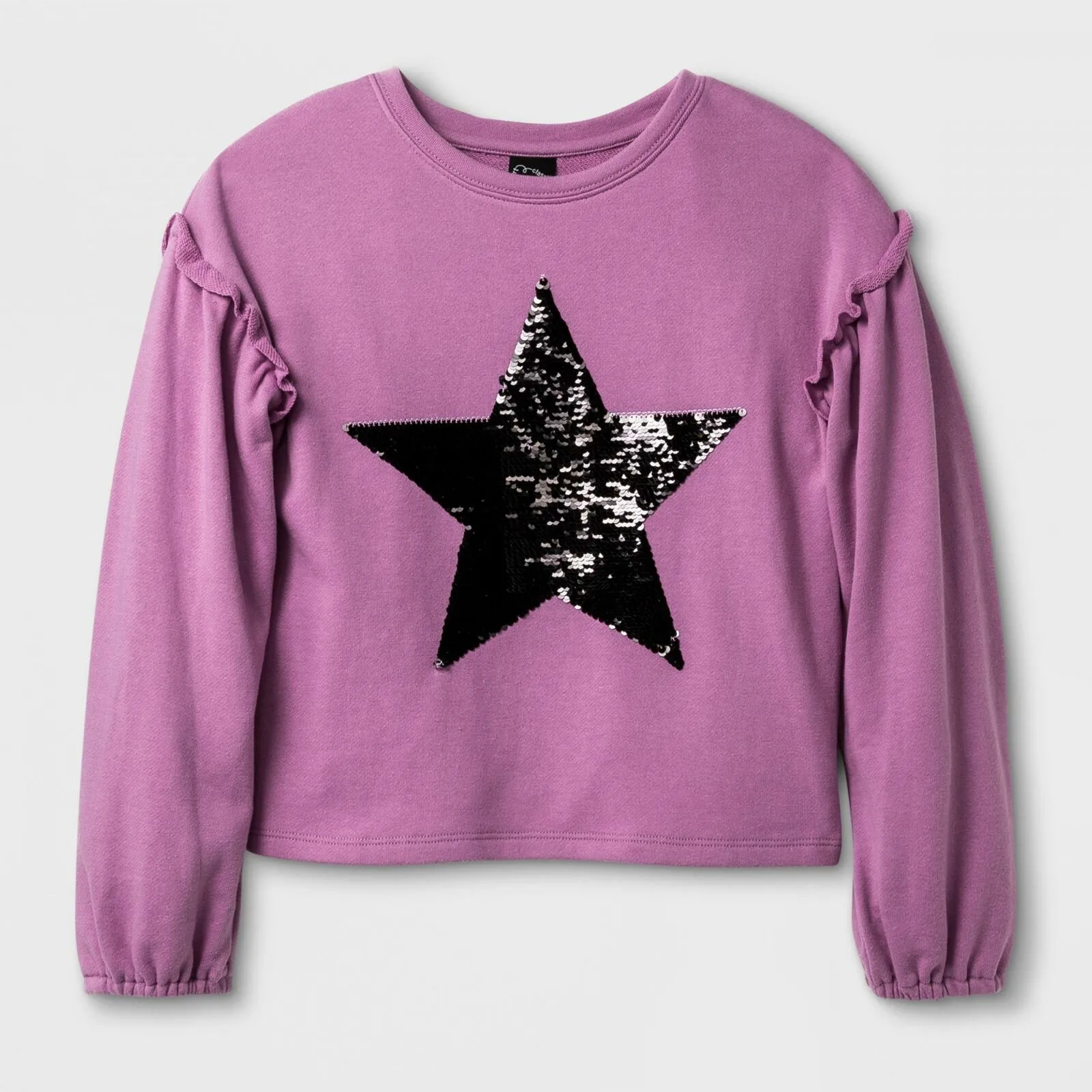Art Class Girls Raw Edge Ruffle French Terry Sweatshirt XL (14/16) Sequins