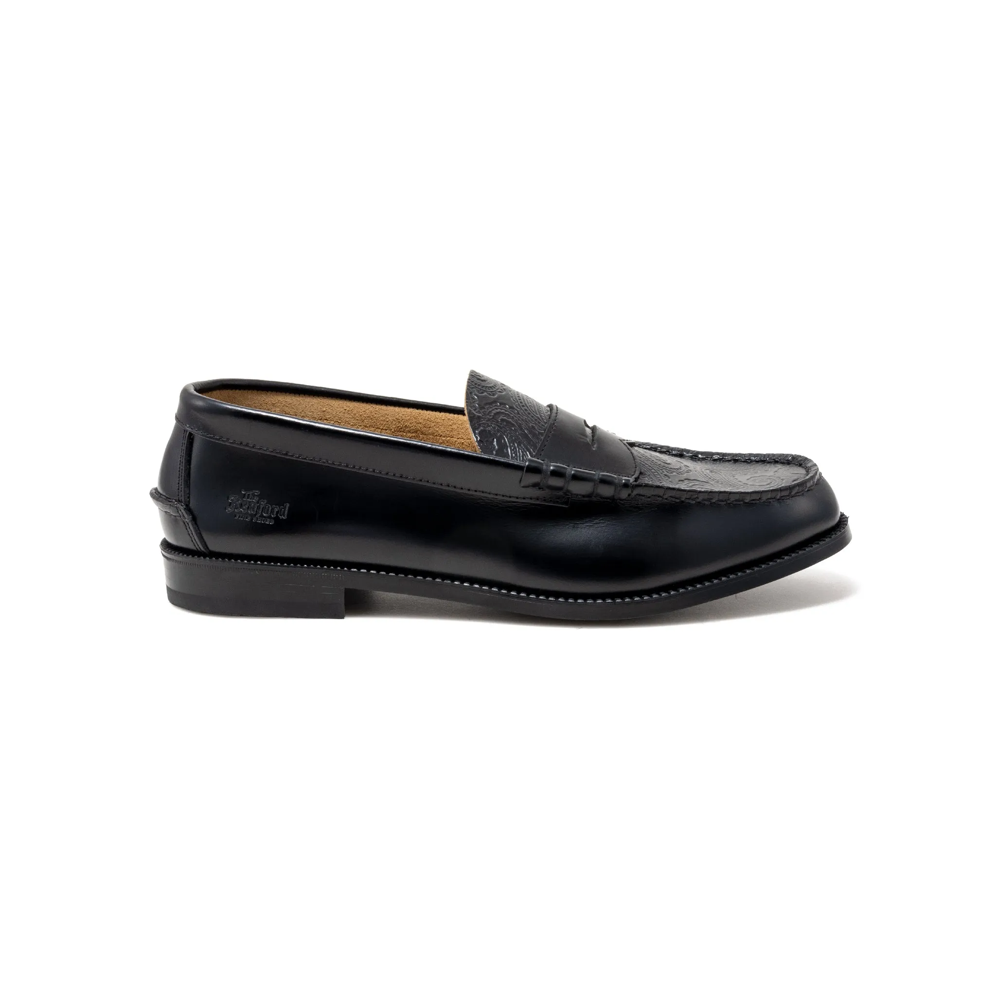 【B-Grade】MENS EMBOSSED LOAFERS / BLACK BLACK PAISLEY