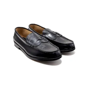 【B-Grade】MENS EMBOSSED LOAFERS / BLACK BLACK PAISLEY
