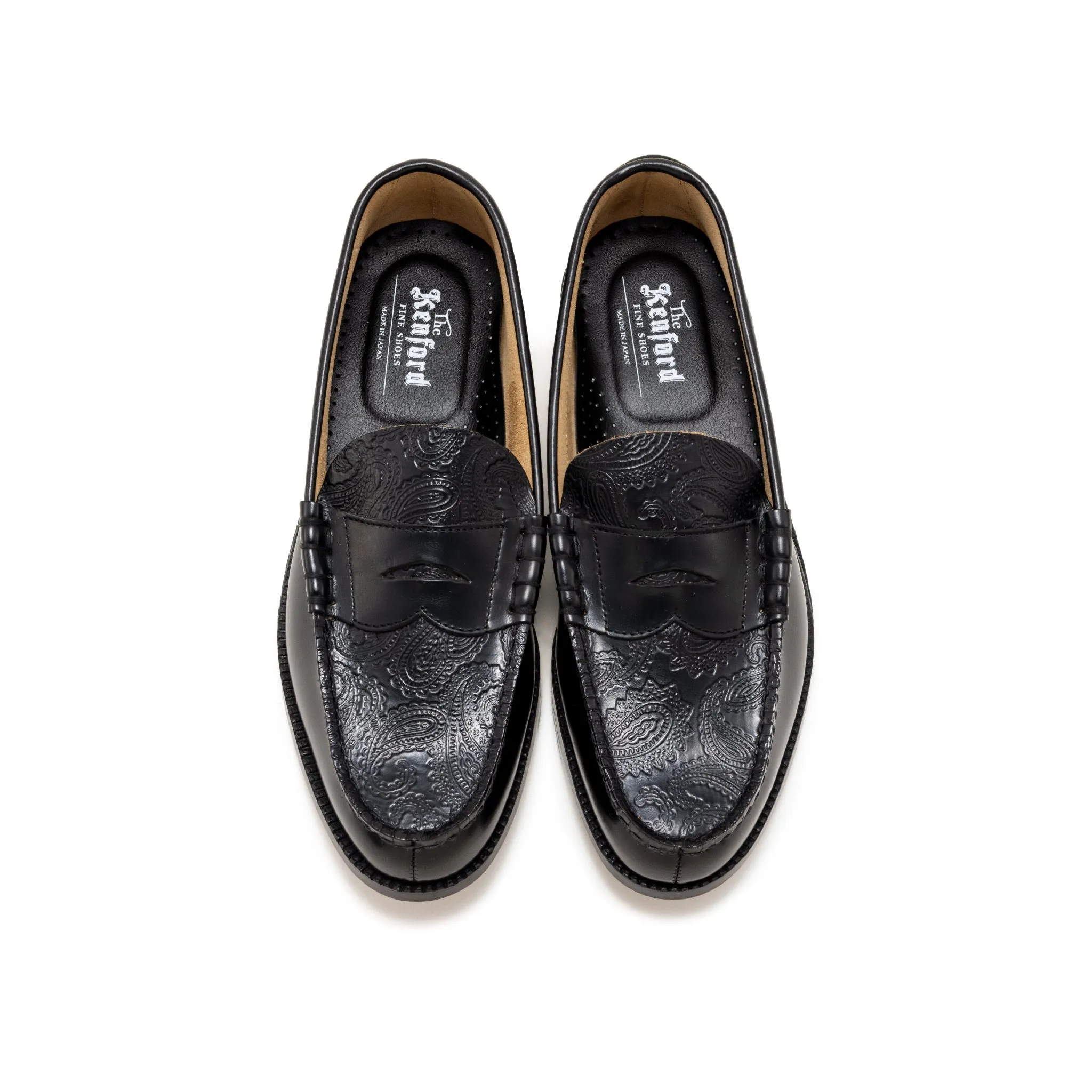 【B-Grade】MENS EMBOSSED LOAFERS / BLACK BLACK PAISLEY