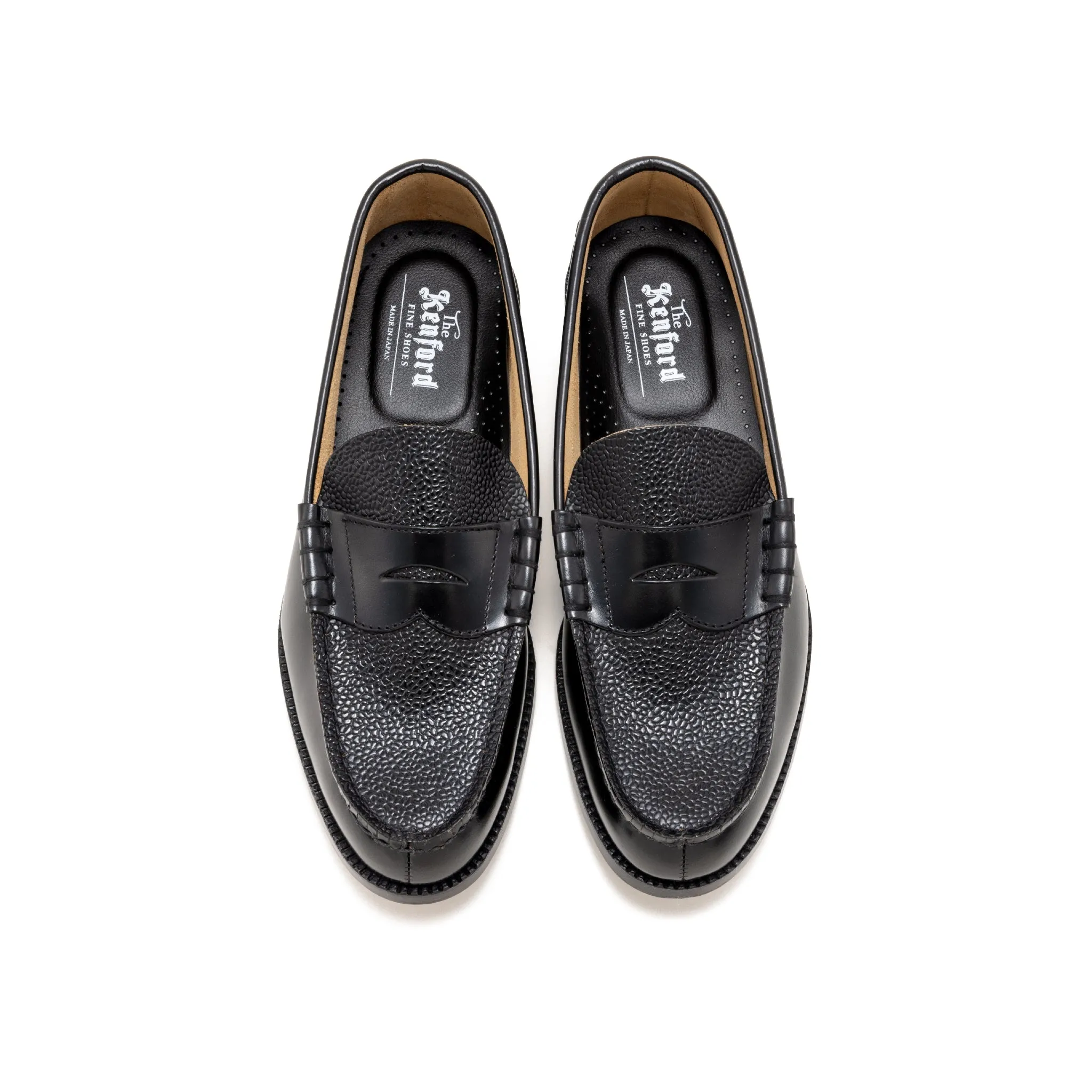 【B-Grade】MENS EMBOSSED LOAFERS / BLACK BLACK SCOTCH GRAIN
