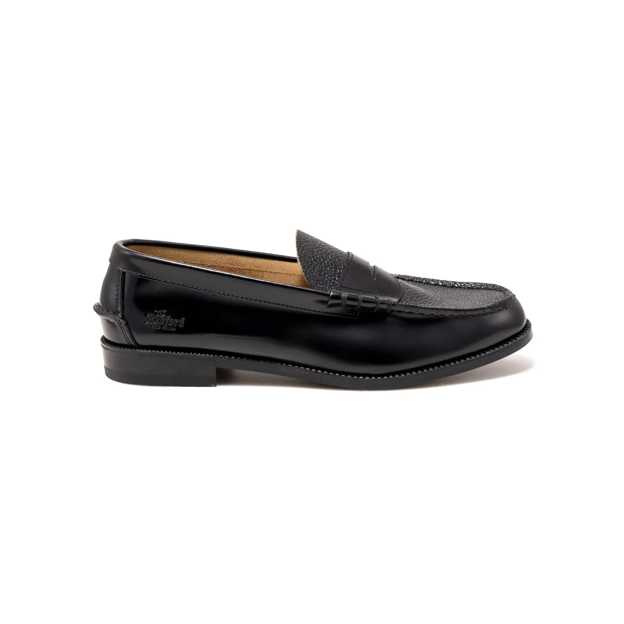 【B-Grade】MENS EMBOSSED LOAFERS / BLACK BLACK SCOTCH GRAIN