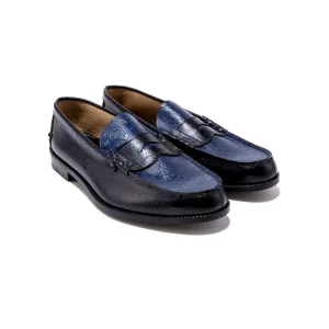 【B-Grade】MENS EMBOSSED LOAFERS / BLACK NAVY PAISLEY