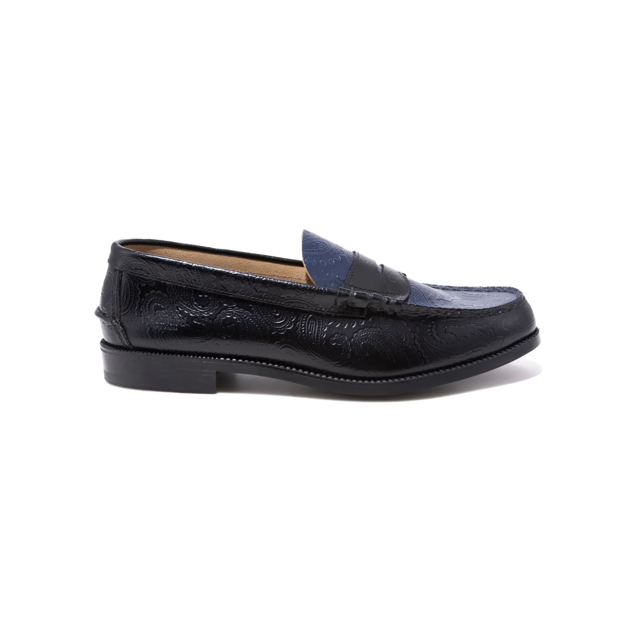 【B-Grade】MENS EMBOSSED LOAFERS / BLACK NAVY PAISLEY