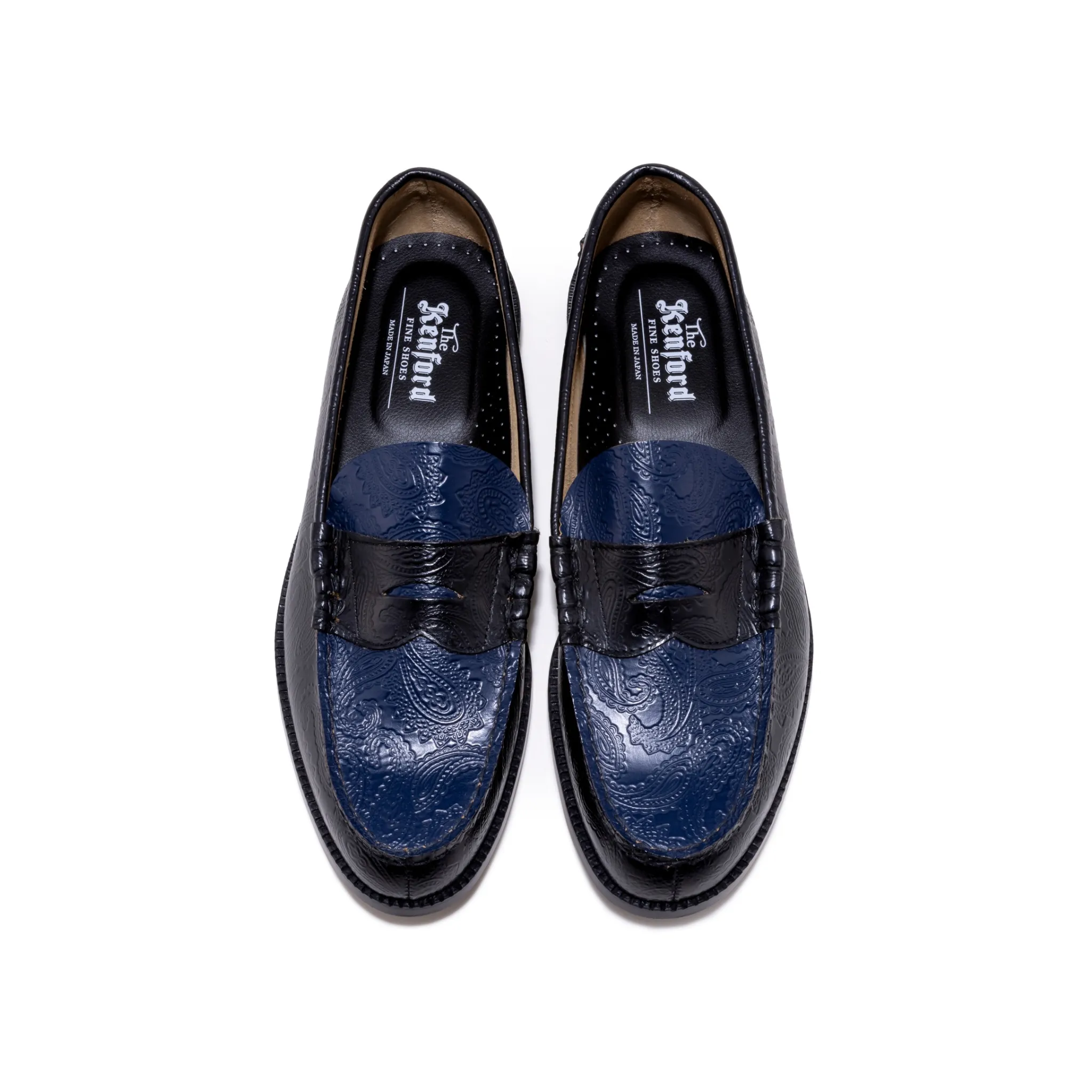 【B-Grade】MENS EMBOSSED LOAFERS / BLACK NAVY PAISLEY