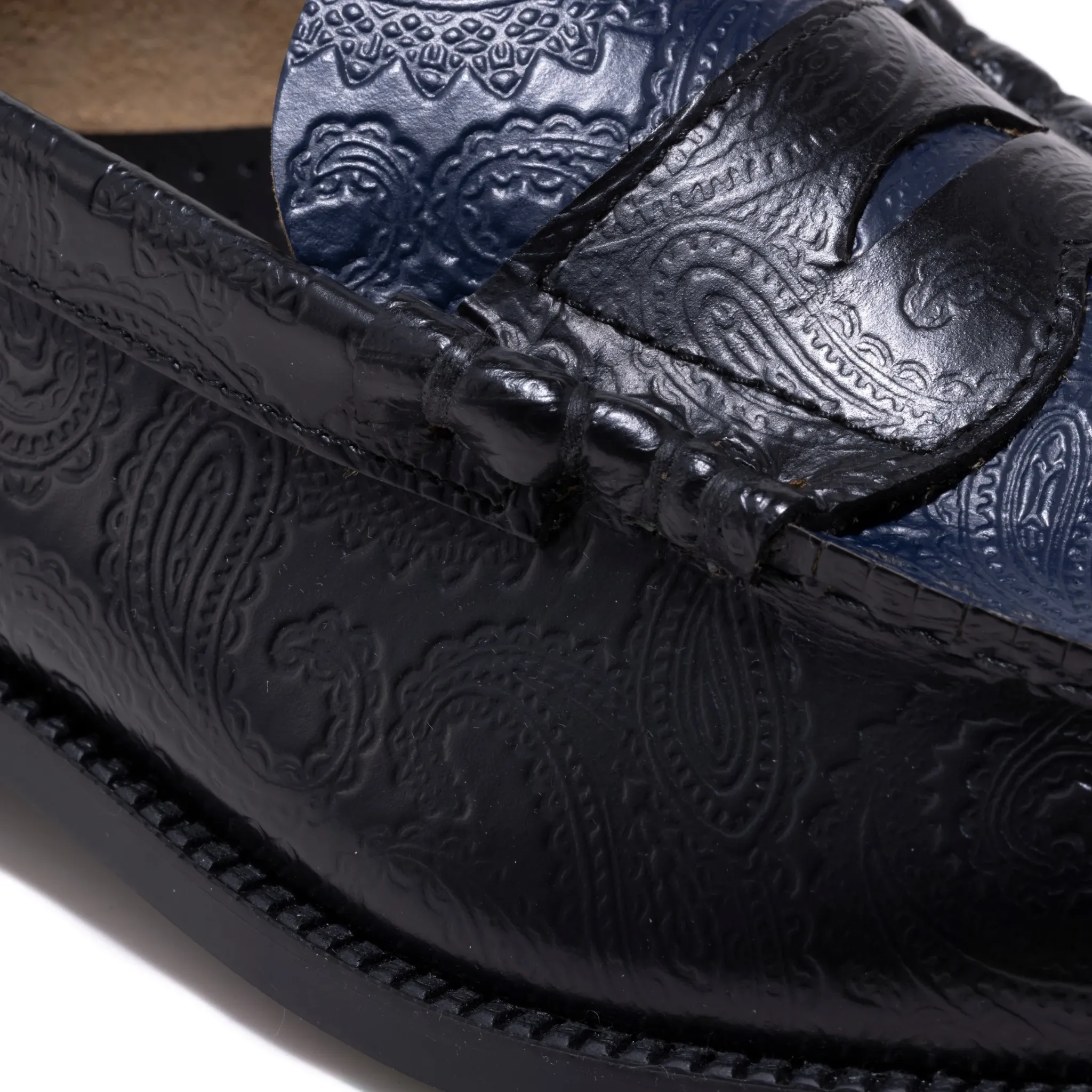 【B-Grade】MENS EMBOSSED LOAFERS / BLACK NAVY PAISLEY