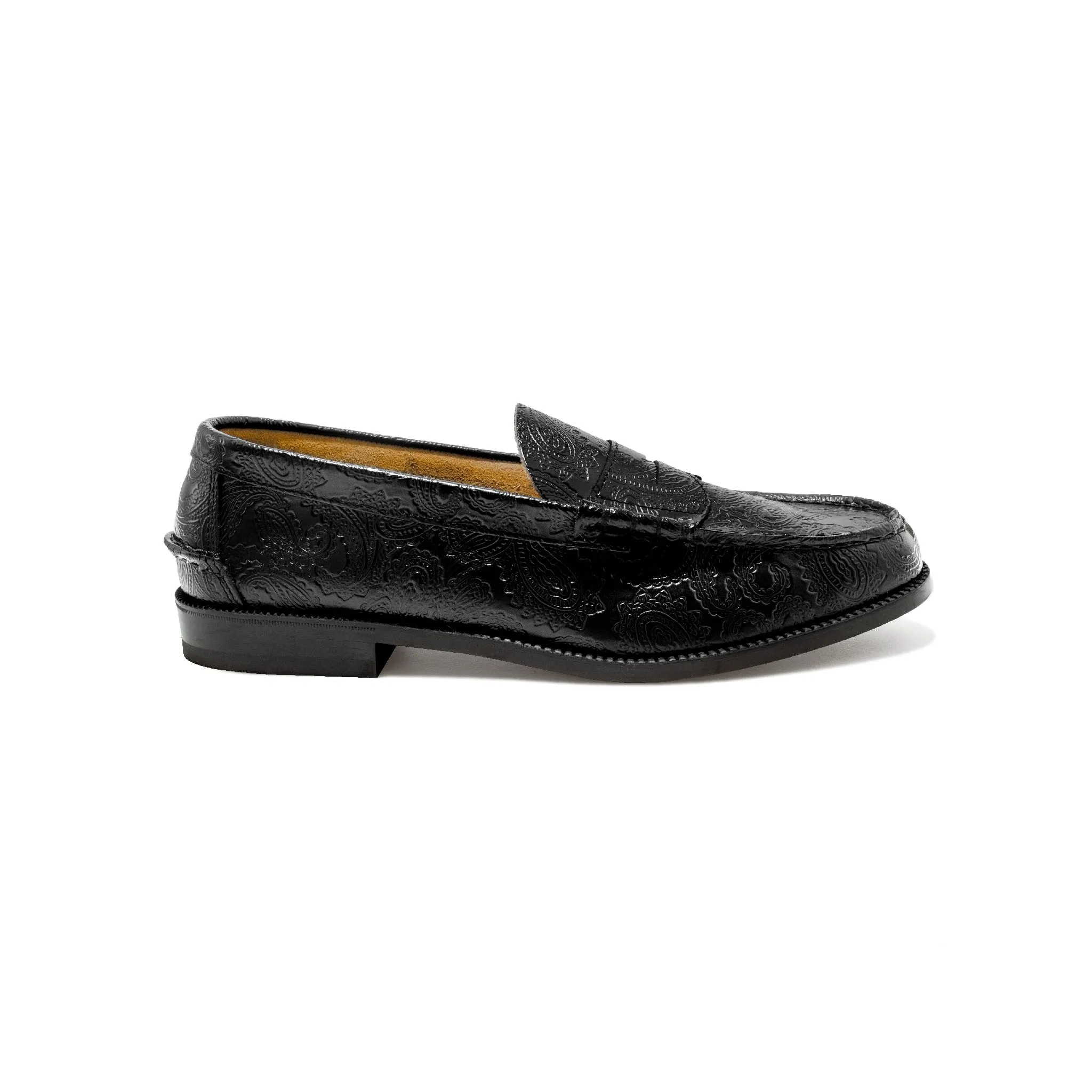 【B-Grade】MENS EMBOSSED LOAFERS / BLACK PAISLEY