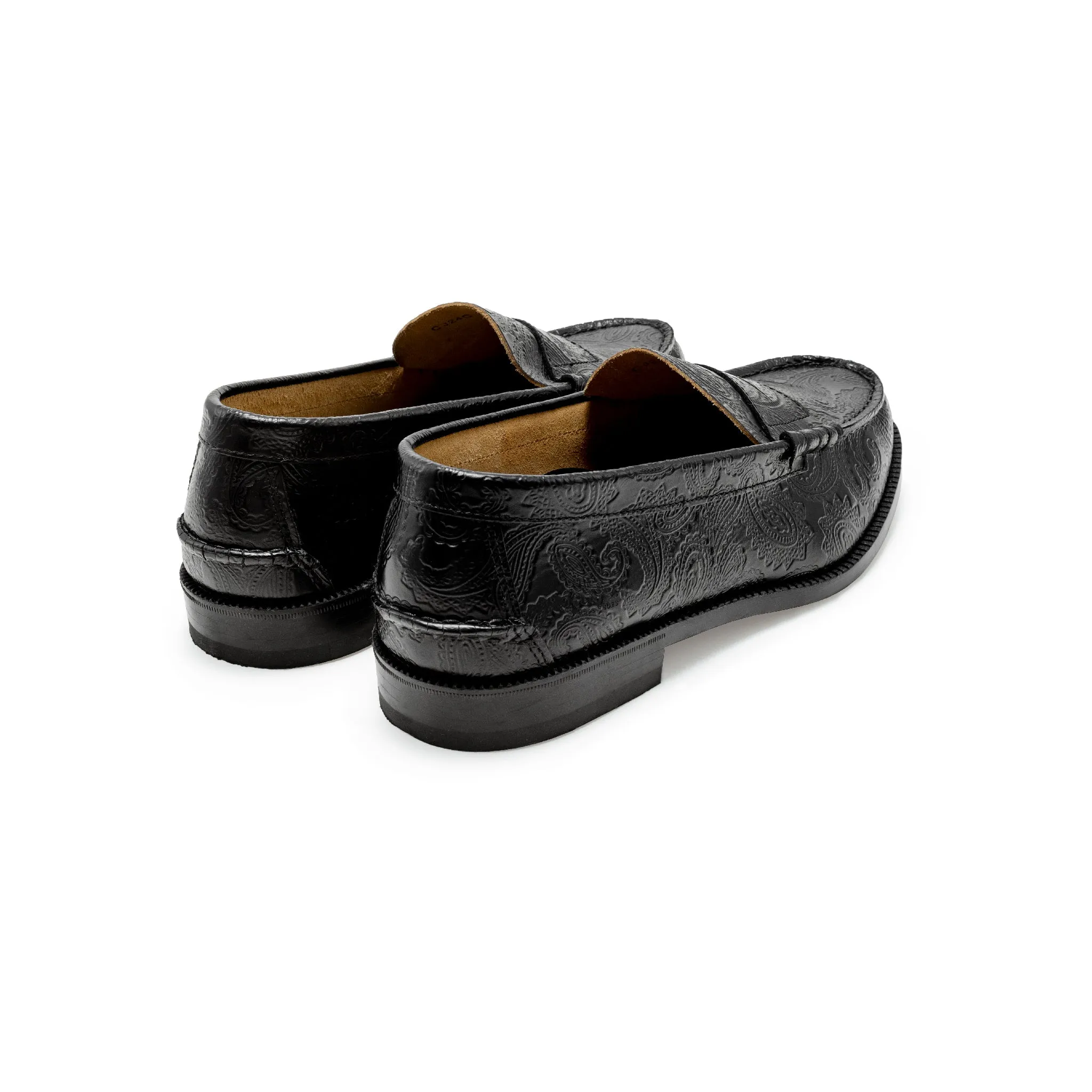 【B-Grade】MENS EMBOSSED LOAFERS / BLACK PAISLEY