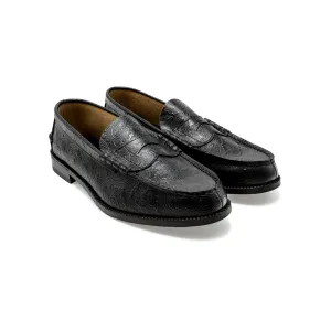 【B-Grade】MENS EMBOSSED LOAFERS / BLACK PAISLEY