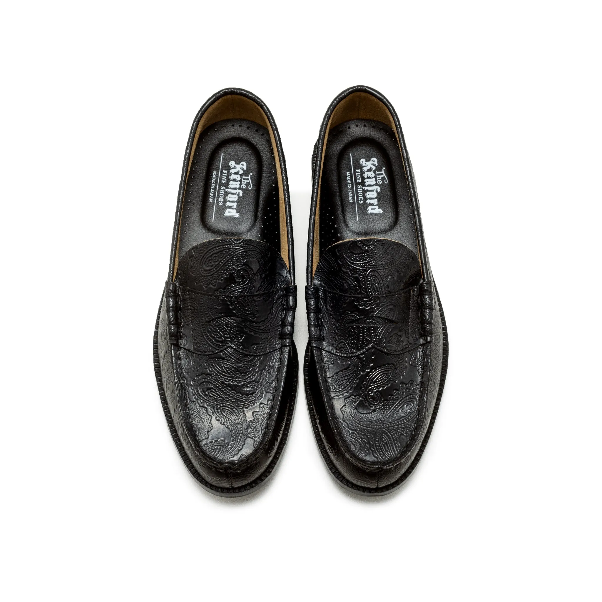【B-Grade】MENS EMBOSSED LOAFERS / BLACK PAISLEY