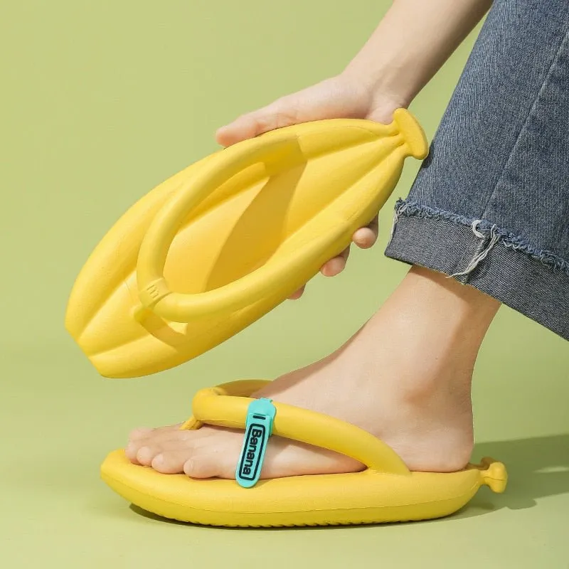 Banana Summer Flip Flops: Thick Sole, Non-Slip