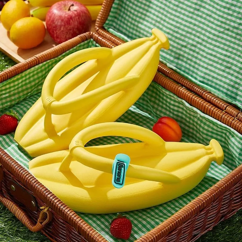 Banana Summer Flip Flops: Thick Sole, Non-Slip