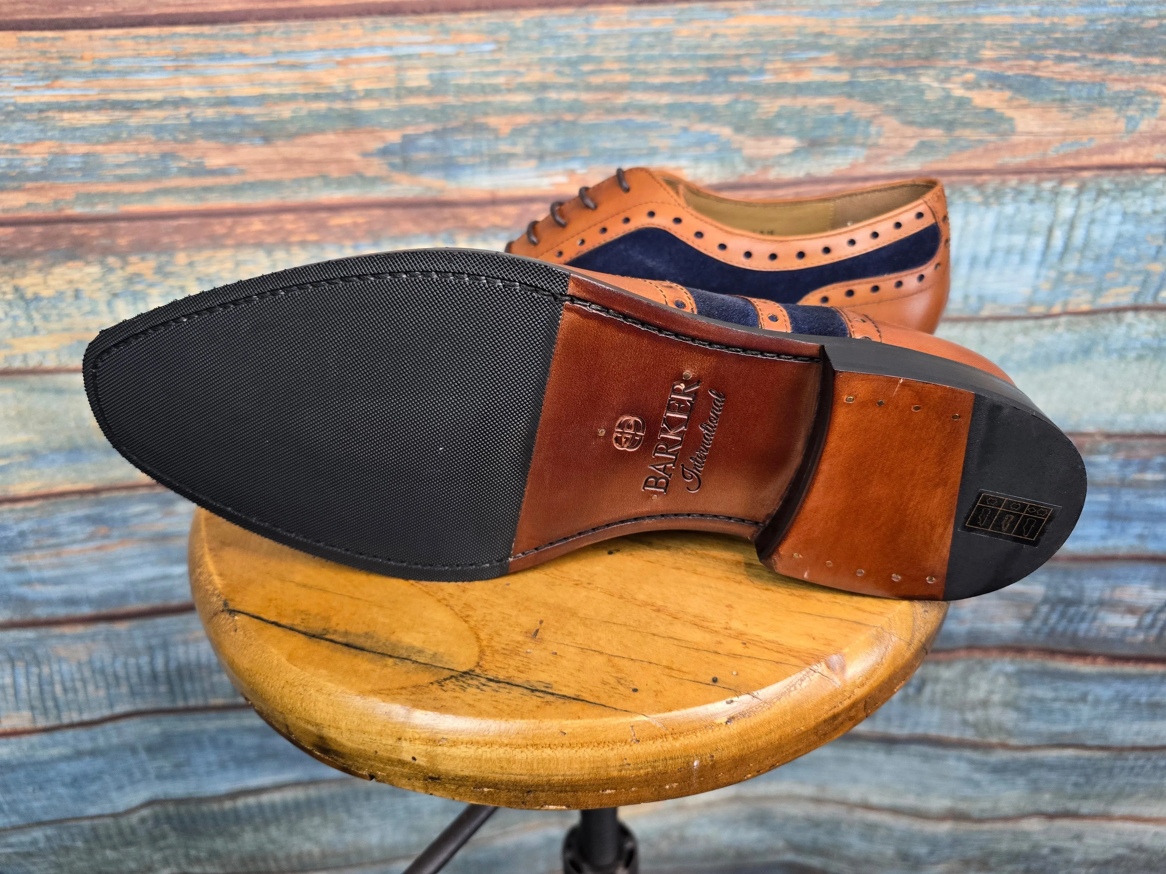 Barker Keiran - Cedar Calf with Navy Suede Brogue