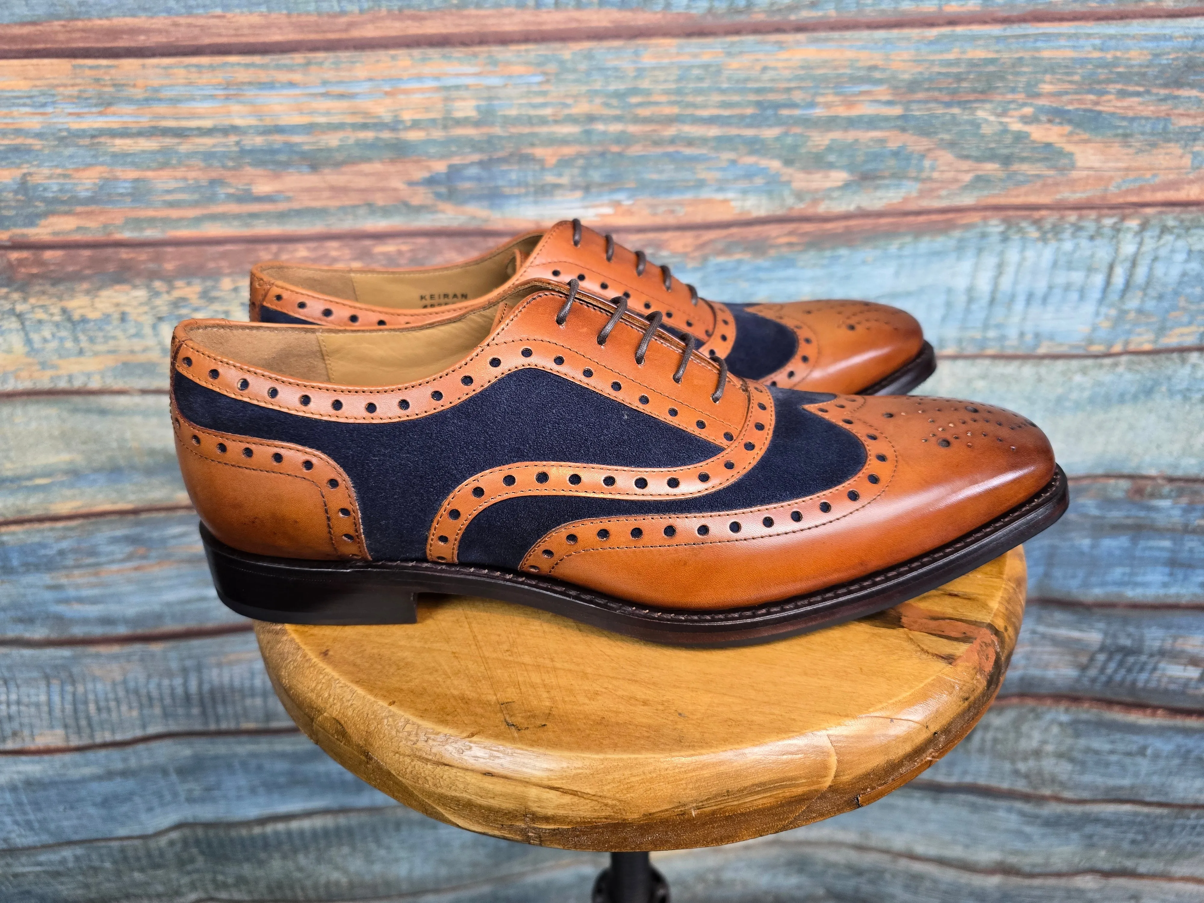 Barker Keiran - Cedar Calf with Navy Suede Brogue