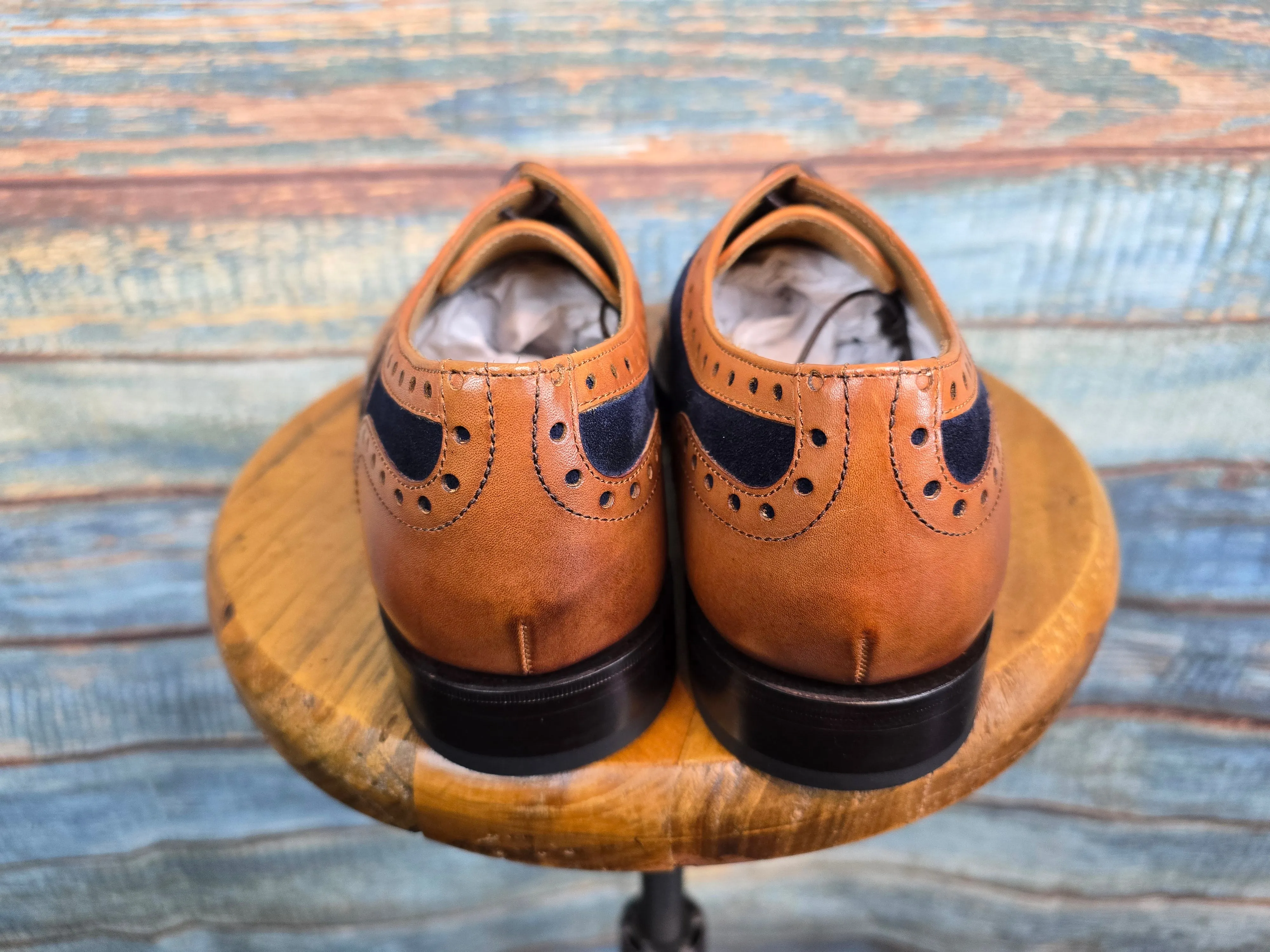 Barker Keiran - Cedar Calf with Navy Suede Brogue