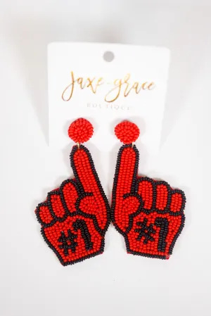 Beaded #1 Hand Post Earrings