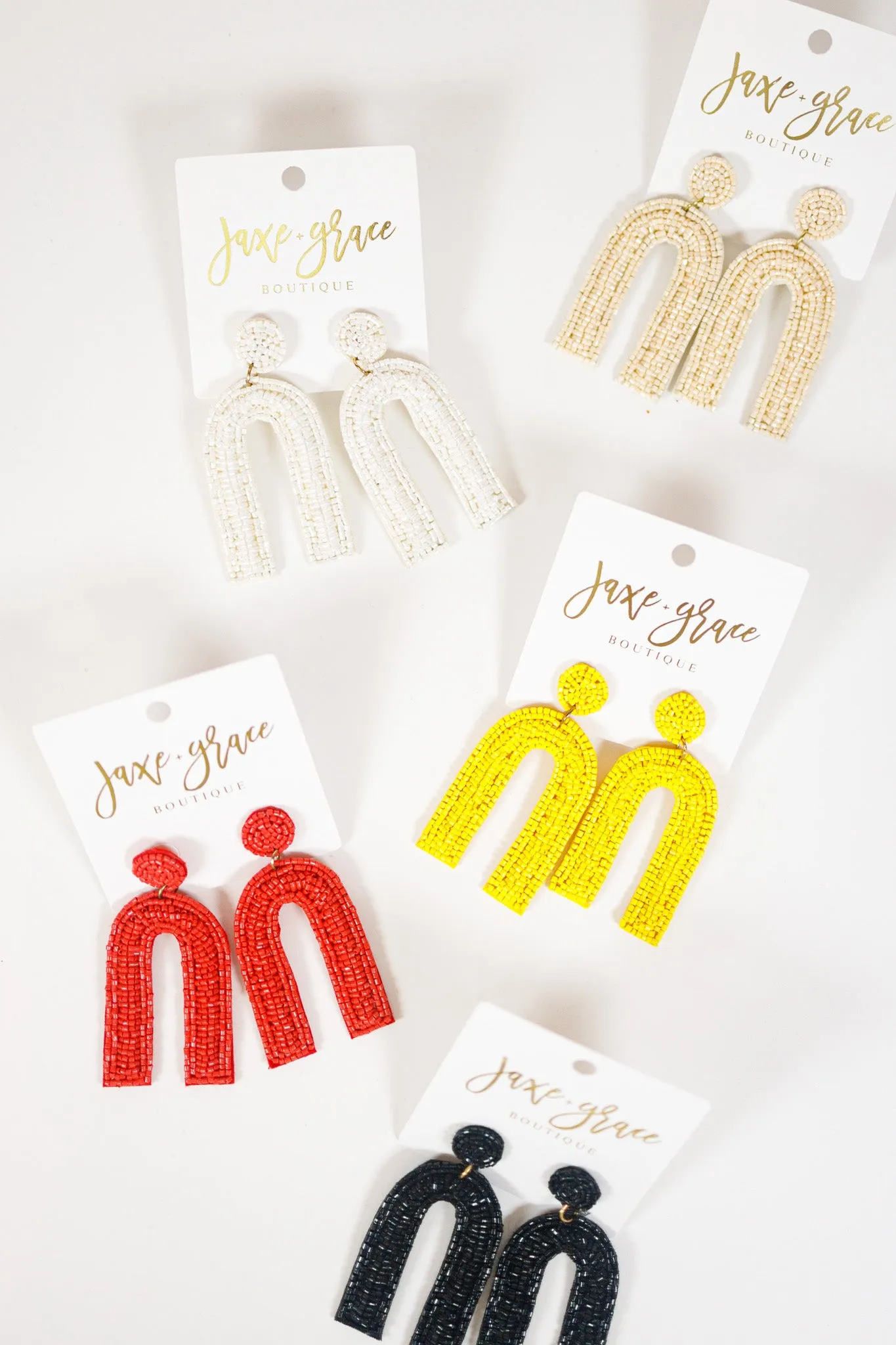 Beaded Arch Dangle Earrings, VARIOUS