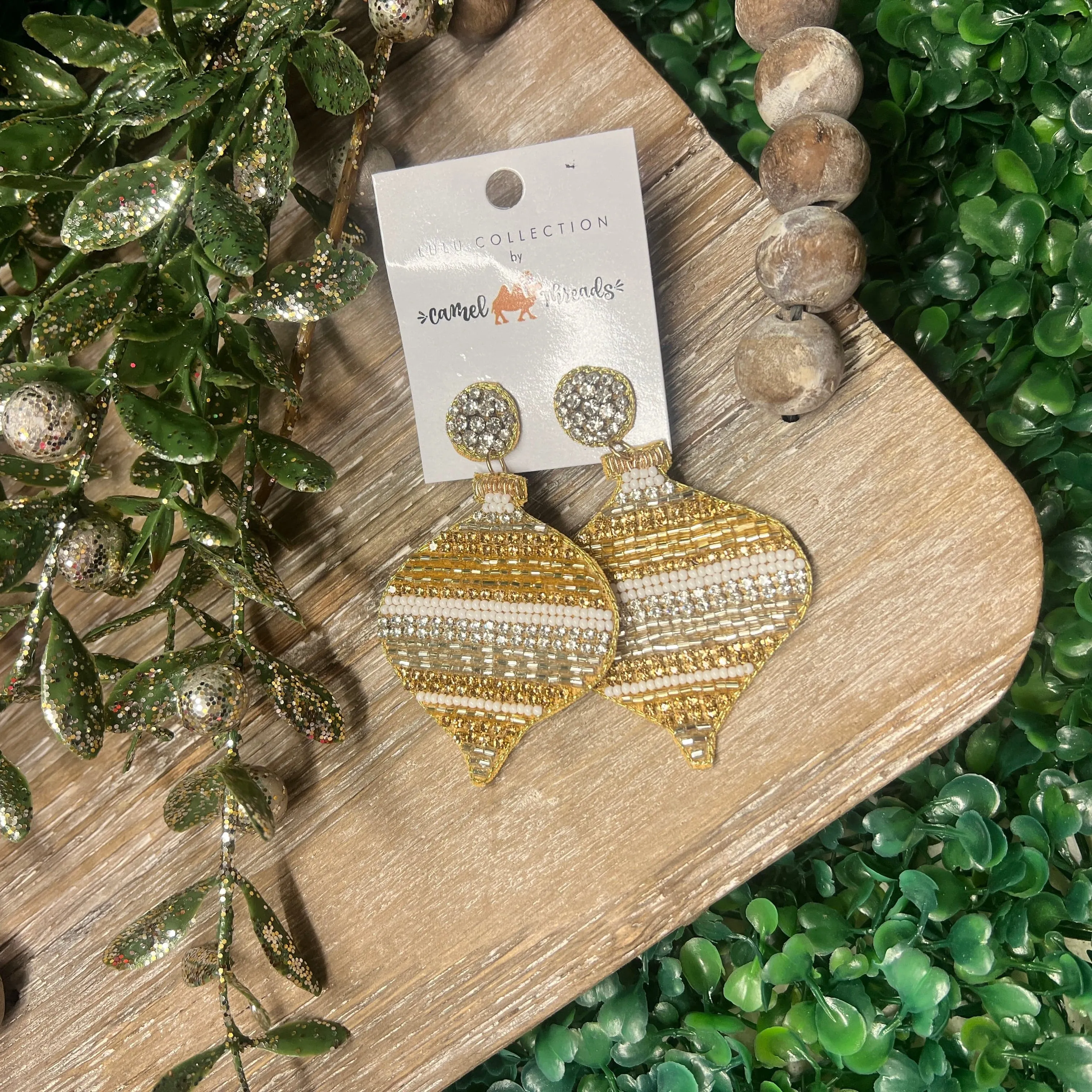 Beaded Christmas Ornament Earrings