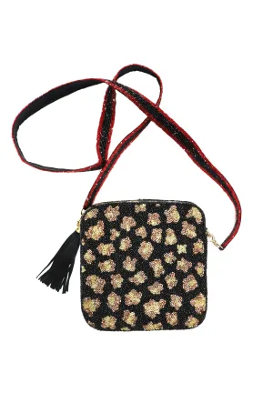 Beaded Crossbody Bag - Leopard