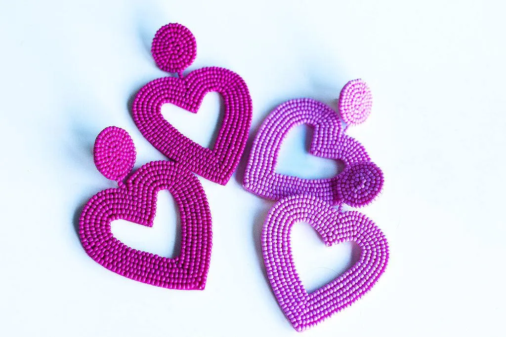 Beaded Heart Earrings