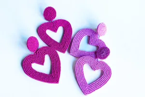 Beaded Heart Earrings