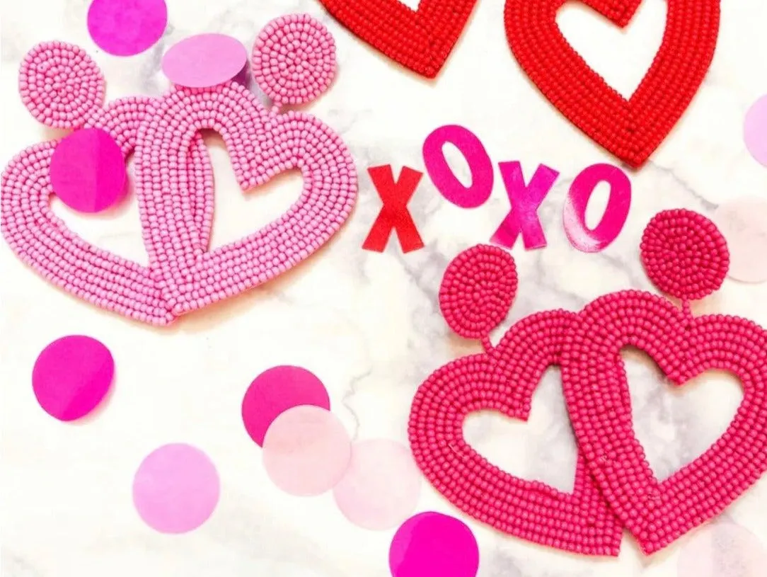 Beaded Heart Earrings
