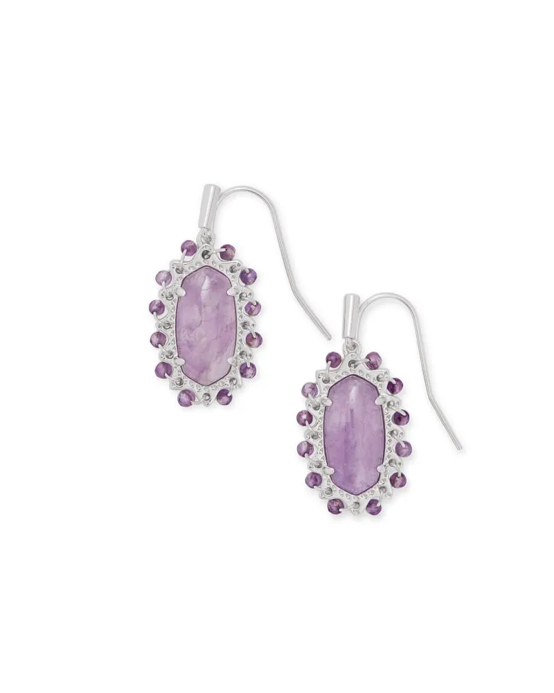 Beaded Lee Silver Drop Earrings In Purple Amethyst