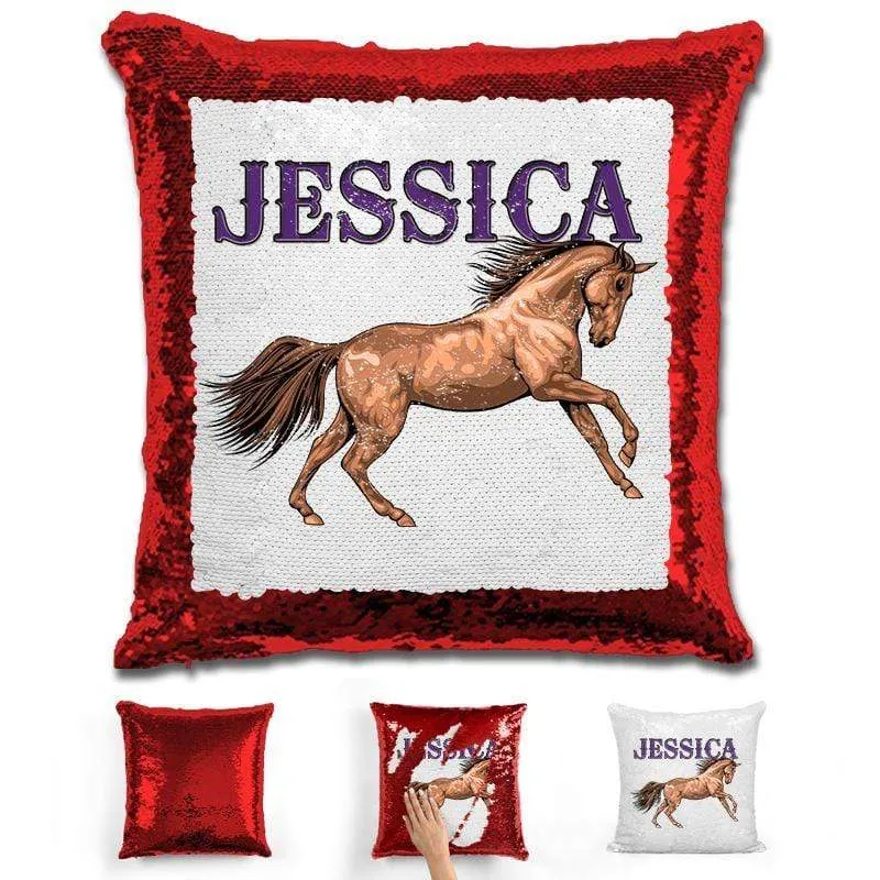 Beautiful Horse Personalized Magic Sequin Pillow