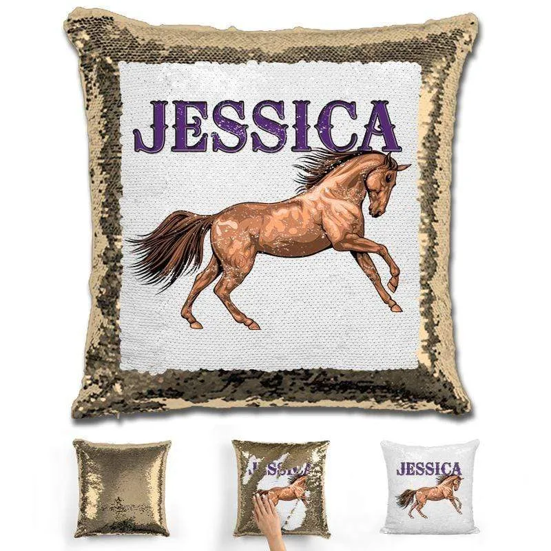 Beautiful Horse Personalized Magic Sequin Pillow