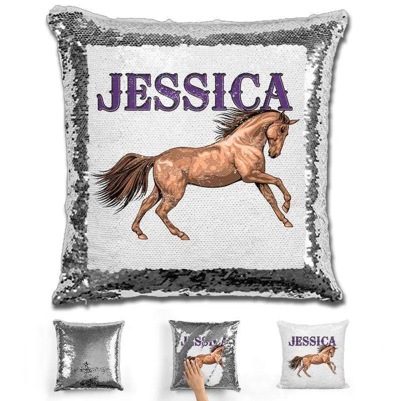 Beautiful Horse Personalized Magic Sequin Pillow