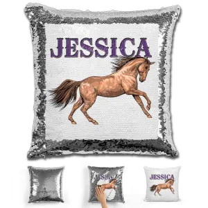 Beautiful Horse Personalized Magic Sequin Pillow