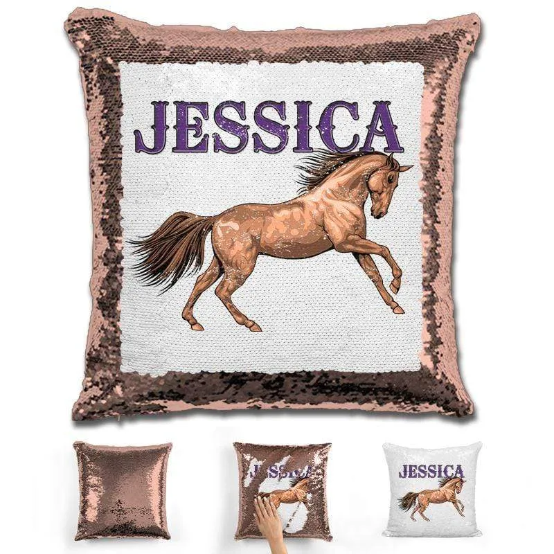 Beautiful Horse Personalized Magic Sequin Pillow