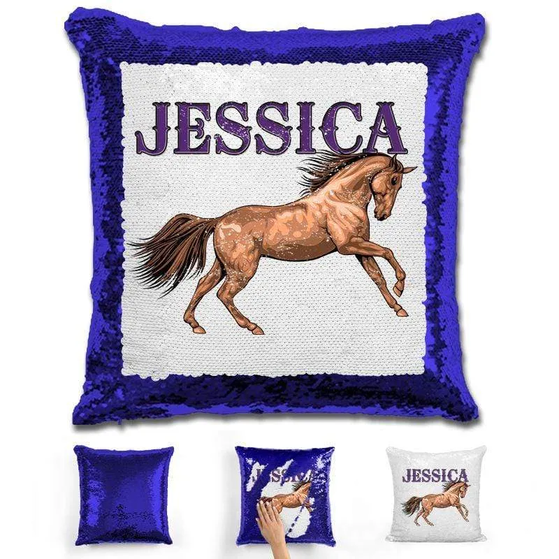 Beautiful Horse Personalized Magic Sequin Pillow