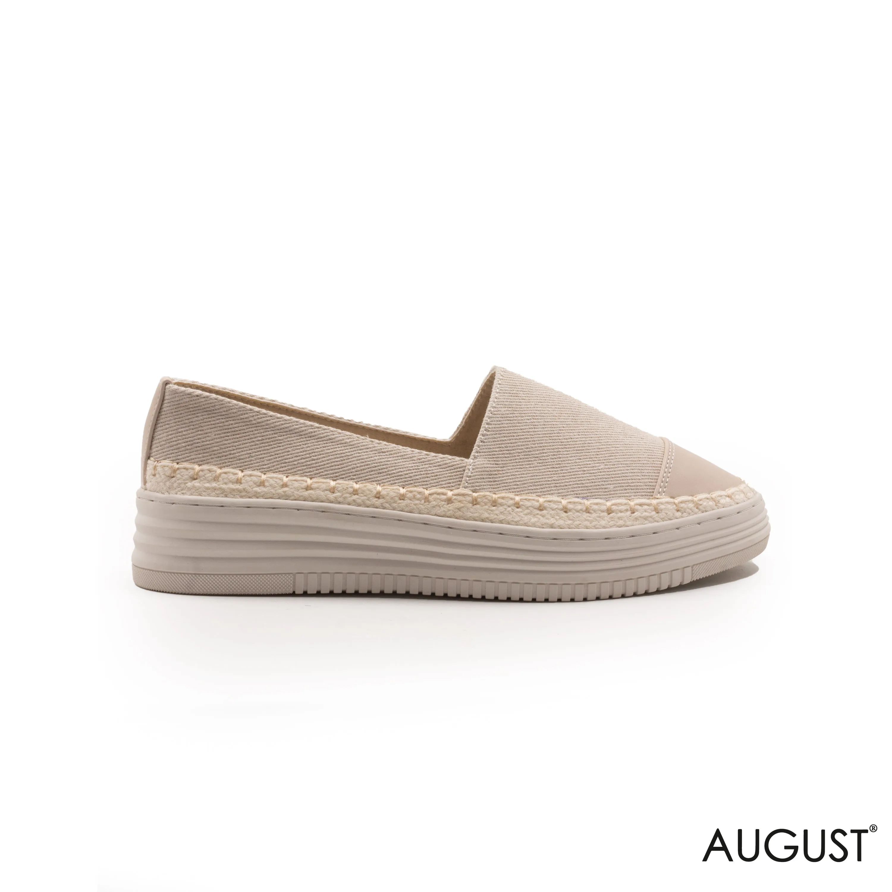 BEIGE FABRIC LOAFERS WITH DETAILS TOUCH