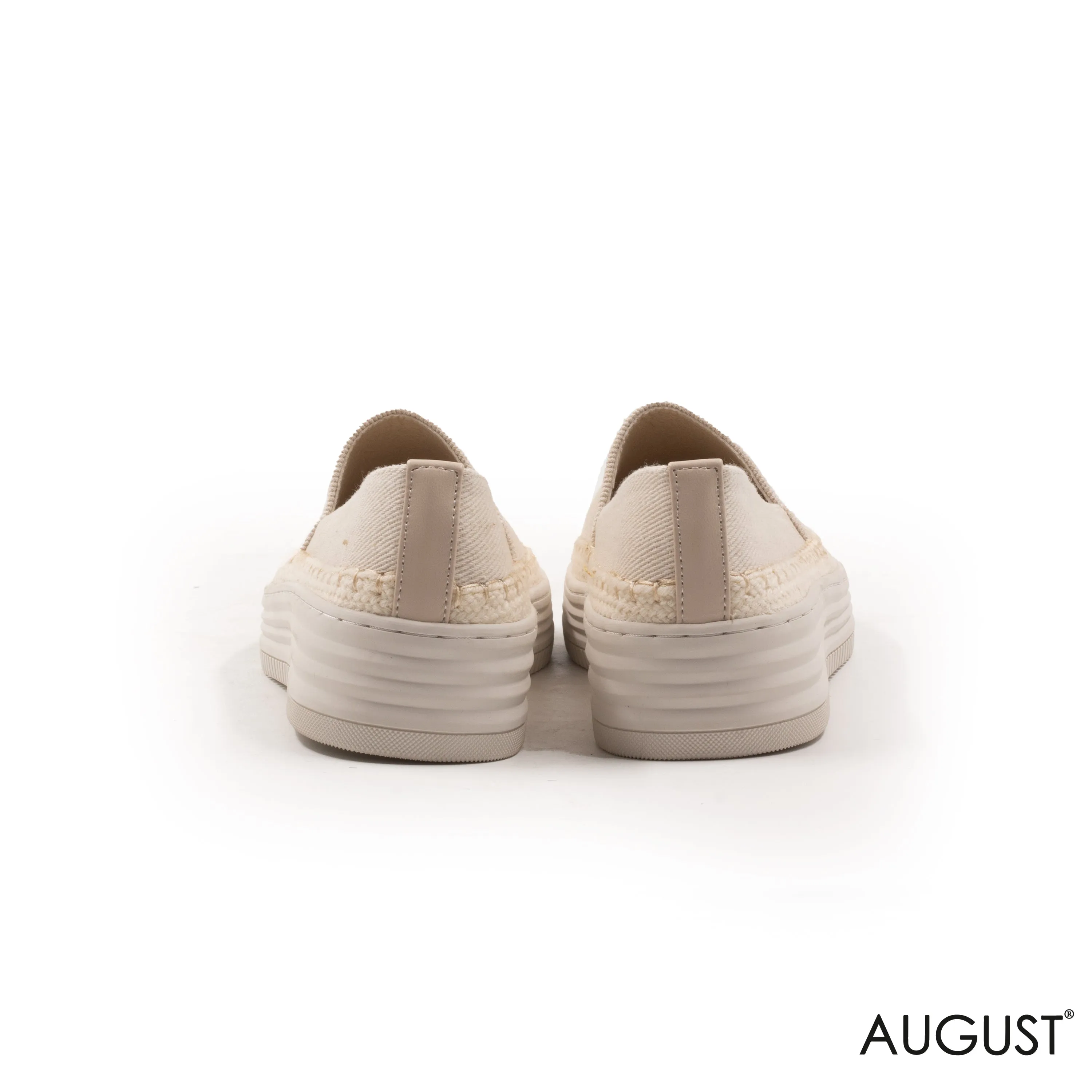 BEIGE FABRIC LOAFERS WITH DETAILS TOUCH