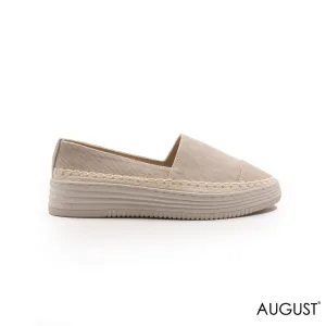 BEIGE FABRIC LOAFERS WITH DETAILS TOUCH