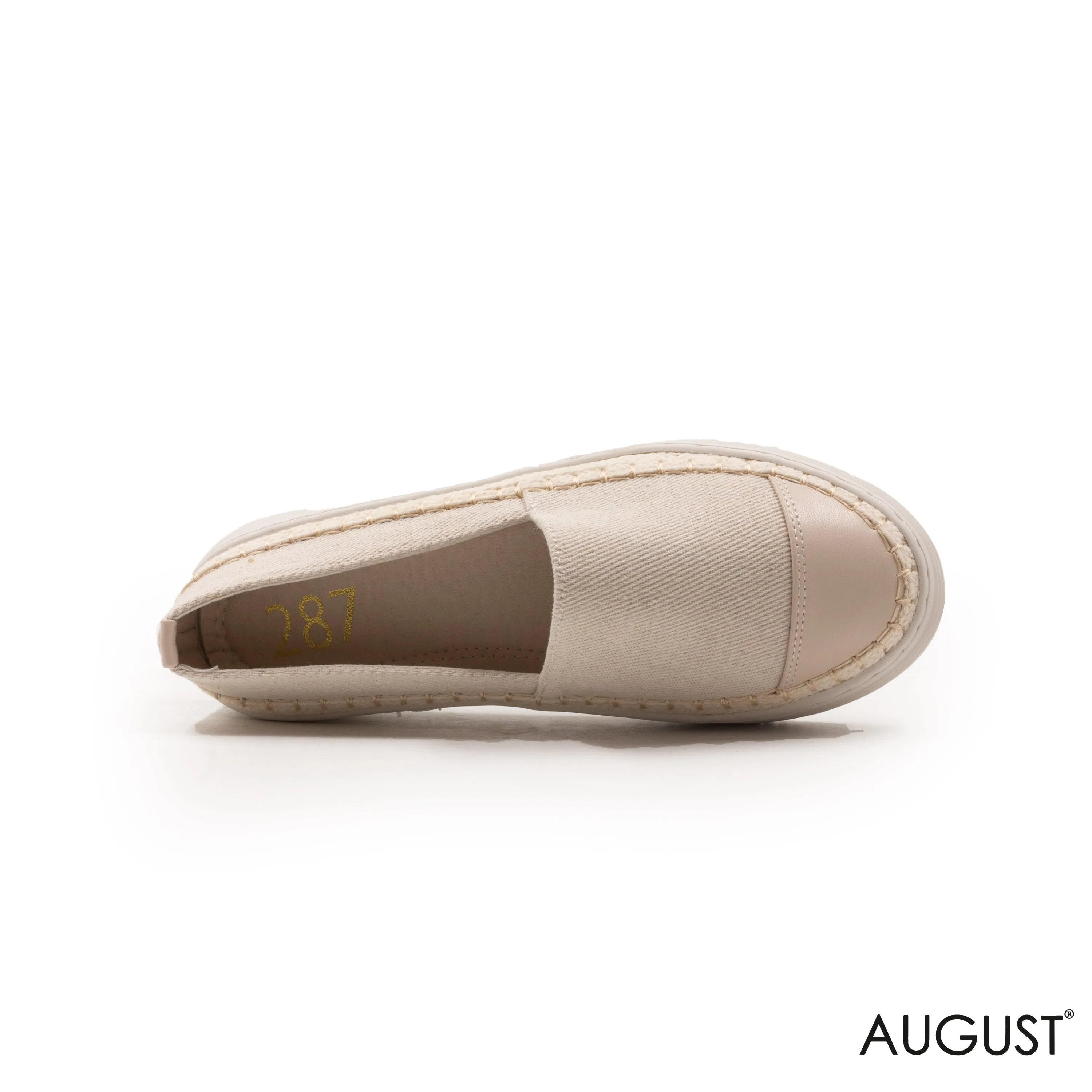 BEIGE FABRIC LOAFERS WITH DETAILS TOUCH