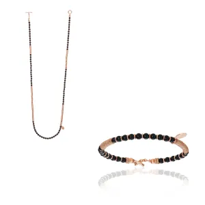 Black Agata Stone and Rose Gold Gift Idea for him