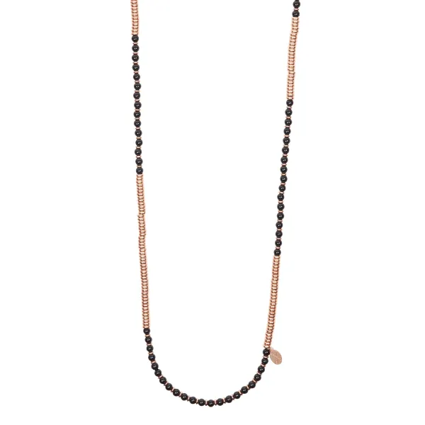 Black Agata Stone and Rose Gold Gift Idea for him