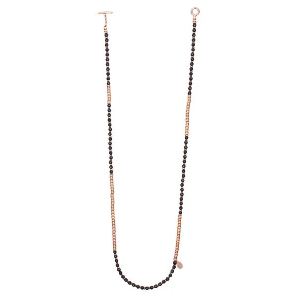 Black Agata Stone and Rose Gold Gift Idea for him
