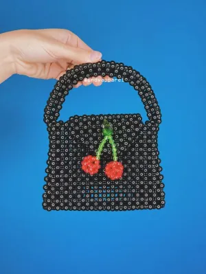 Black Cherry Top Handle Bead Bag
