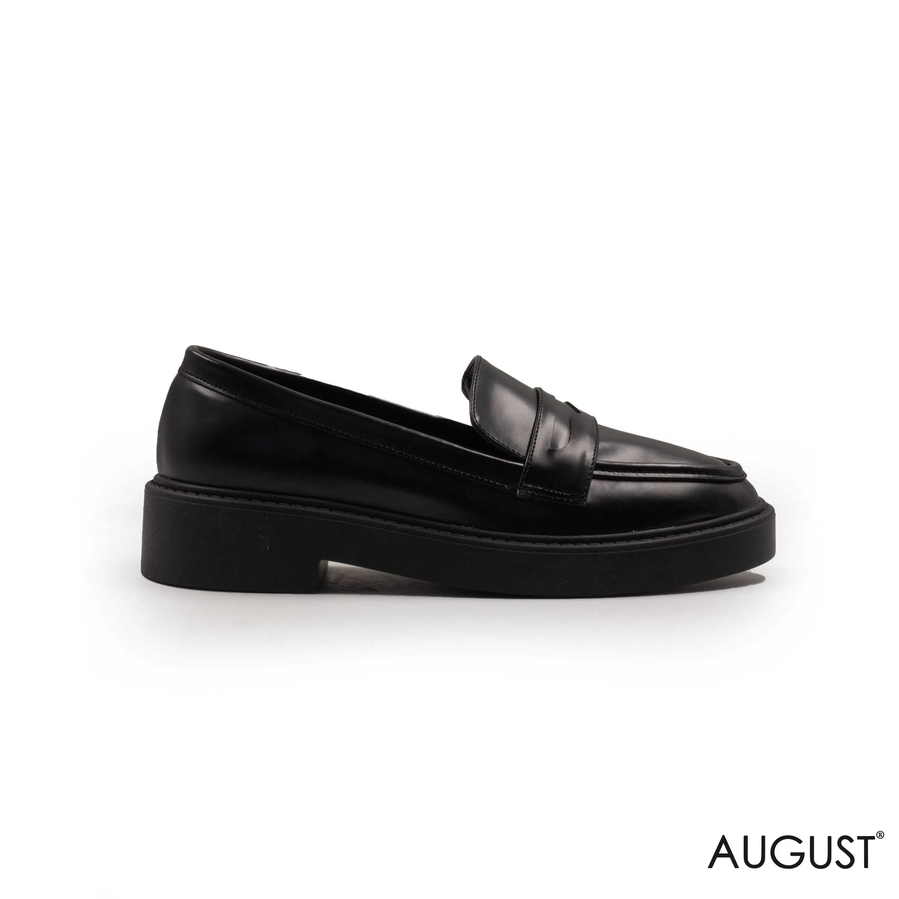 BLACK CHUNKY LEATHER LOAFERS