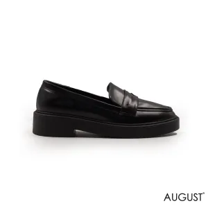BLACK CHUNKY LEATHER LOAFERS