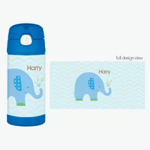 Blue Baby Elephant Personalized Thermos Bottle