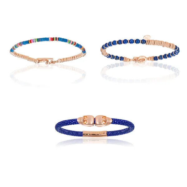Blue Bracelets with Rose Gold Gift Idea for Her