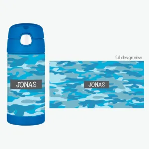 Blue Camo Personalized Thermos Bottle
