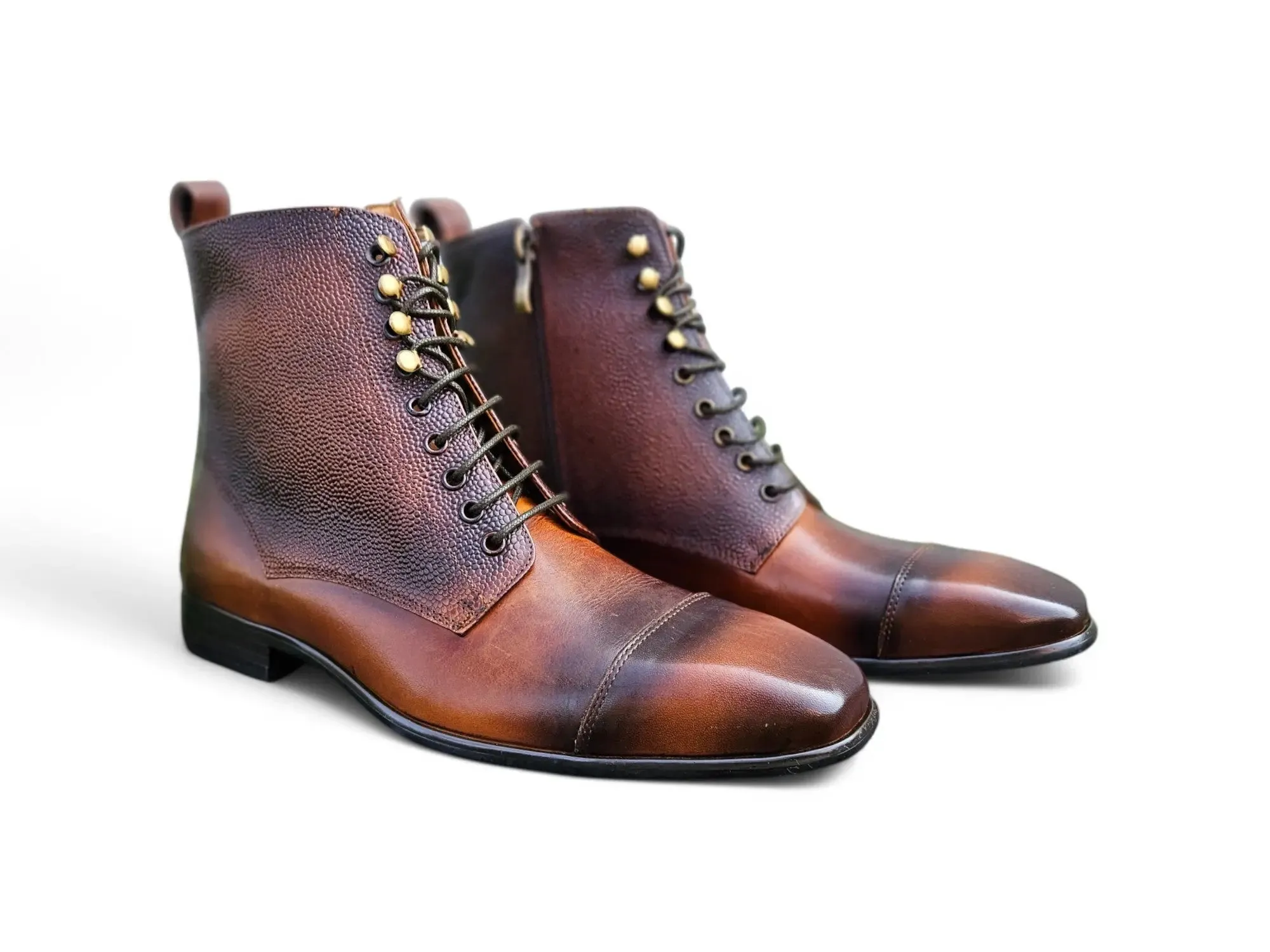 Brogue Cap Toe Leather Boot