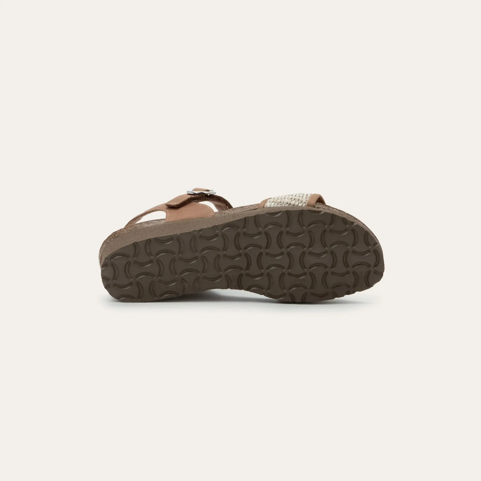 Cecile | Leather/Raffia | Latte Brown/Sand