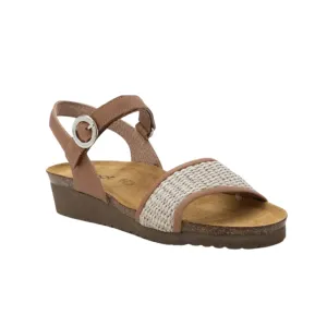 Cecile | Leather/Raffia | Latte Brown/Sand
